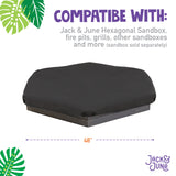 Jack and June sandbox cover fire pit, sand box
