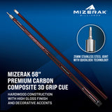 Mizerak 58” Premium Carbon Composite 3D Grip Cue