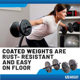 US Weight 105 Pound Barbell Weight Set for Home Gym| Adjustable Weight Set with Two Dumbbell Bars and Full 6 Ft Bar