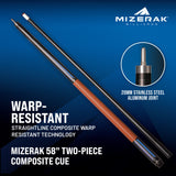 Mizerak 58" Two-Piece Composite Cue With Leather Wrap