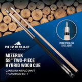 Mizerak 58” Two-Piece Hybrid Wood Cue