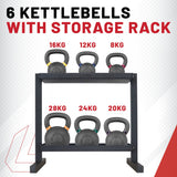 Lifeline Six Kettlebell Set with Storage Rack