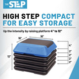 The Step Adjustable High Step Aerobic Platform with 4 Risers - Made in the USA - Blue