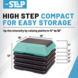 The Step Adjustable High Step Aerobic Platform with 4 Risers - Made in the USA - Teal