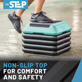The Step Adjustable High Step Aerobic Platform with 4 Risers - Made in the USA - Teal