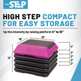 The Step Adjustable High Step Aerobic Platform with 4 Risers - Made in the USA - Pink