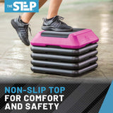The Step Adjustable High Step Aerobic Platform with 4 Risers - Made in the USA - Pink