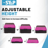 The Step Adjustable High Step Aerobic Platform with 4 Risers - Made in the USA - Pink