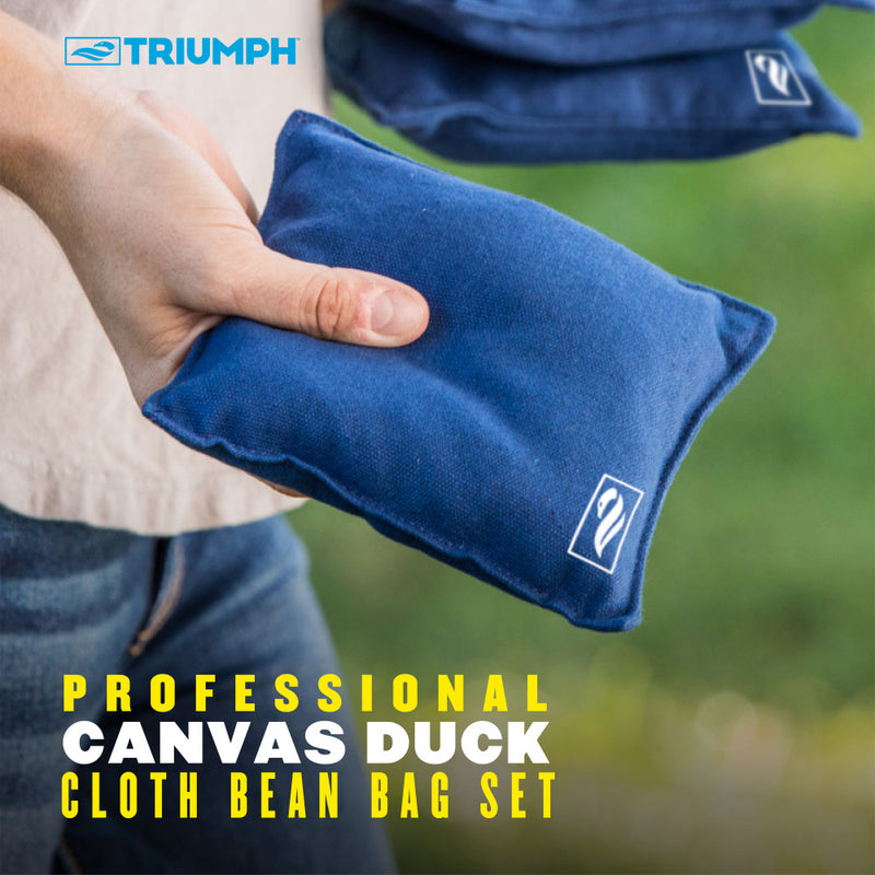 Triumph 4-Pack 16 oz. Canvas Duck Bean Bags with Tub (Blue)_3