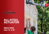 Goaliath Wallmount Basketball Hoop - 54" GoTek Basketball Goal - All-Steel Actuator - Adjusts Height from 7.5' to 10'