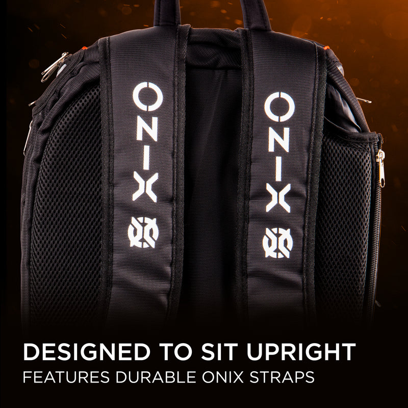 ONIX Pickleball Backpack - Orange and Black Pickleball Bag - Designed to Sit Upright - Features Durable ONIX Straps