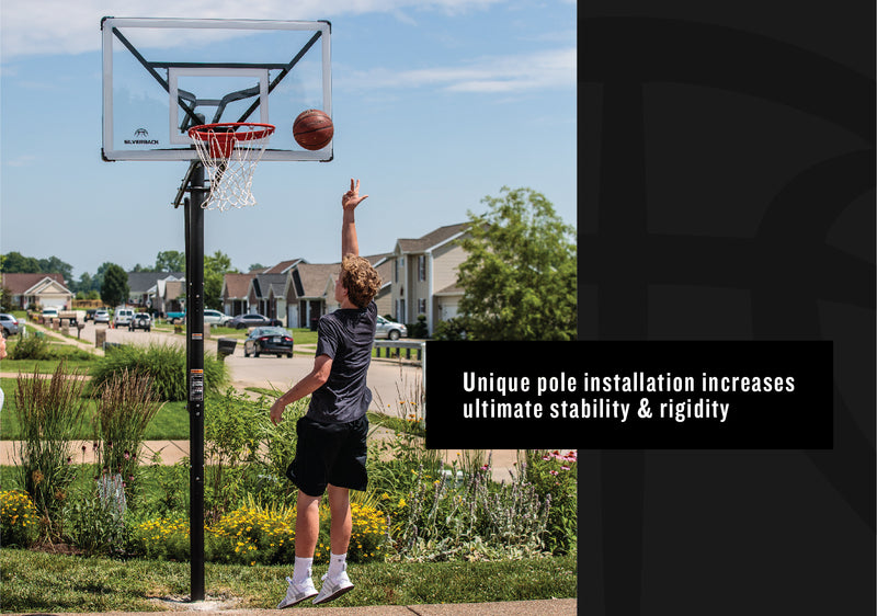Silverback In Ground Basketball Hoop - 54" NXT - Unique Pole Installation Increases Ultimate Stability & Rigidity 