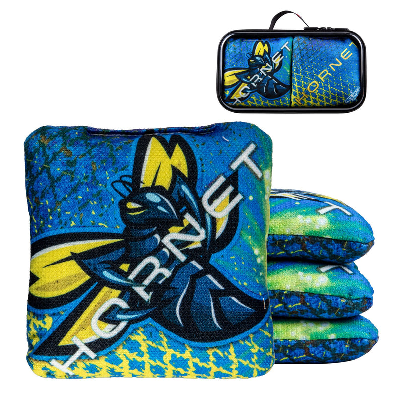 American Cornhole League COMP Blue Hornet Cornhole Bags with Dual Fabric Design