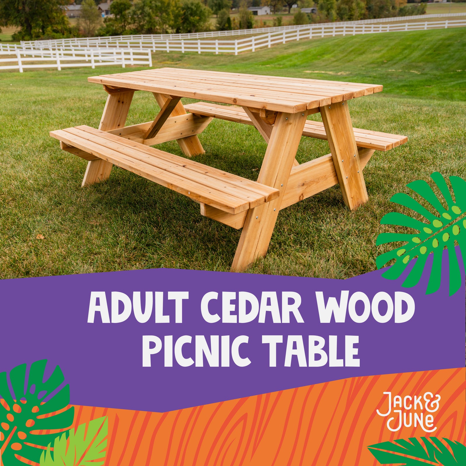 Adult Rectangular Cedar Picnic Table | Escalade Sports