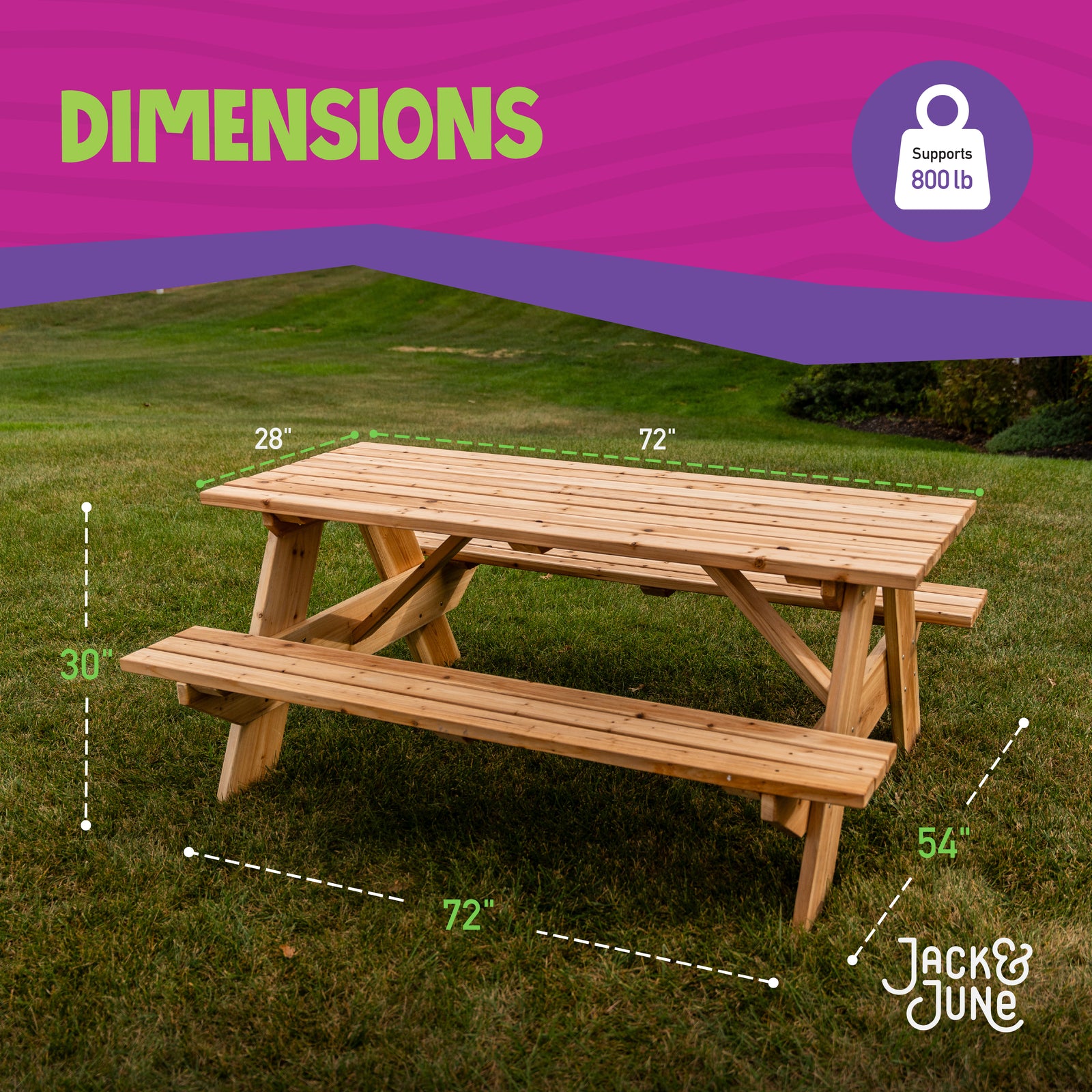 Adult Rectangular Cedar Picnic Table | Escalade Sports