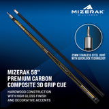 Mizerak 58” Premium Carbon Composite 3D Grip Cue
