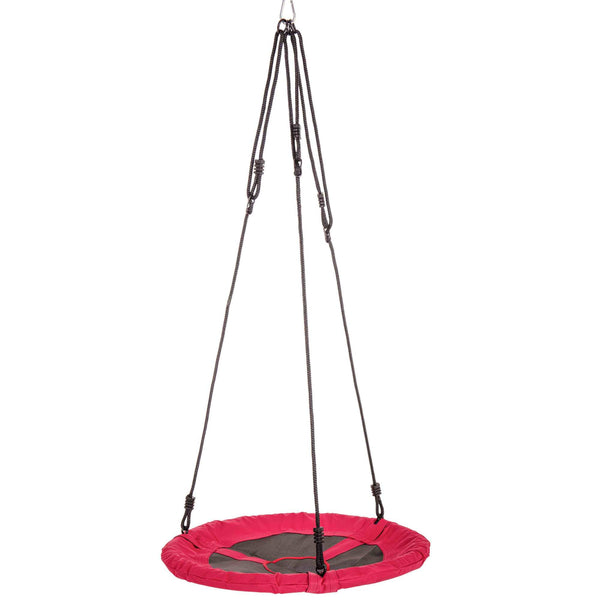 woodplay four rope round swing red for kids with seat 