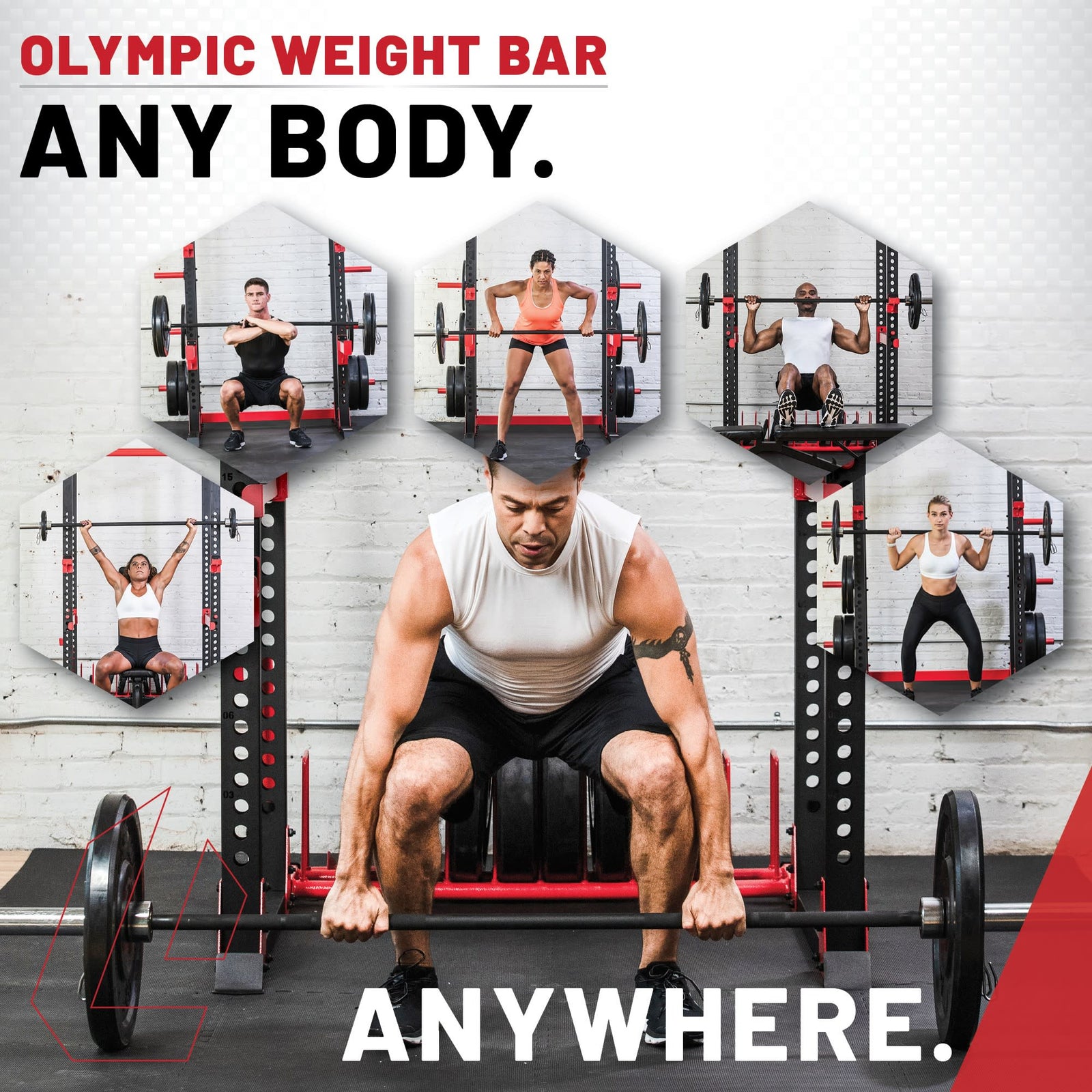 Workout Bar Olympic Bench Press Bar 45 Lbs Standard Barbell 45