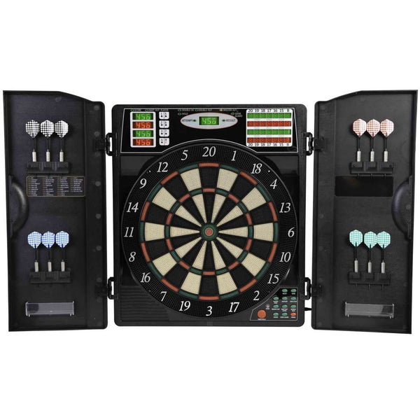 thumbnail image 2 of Electronic Dart Board Cabinet Set With 34 Games - 8 Player Capacity With Wood Cabinet 2 of 9