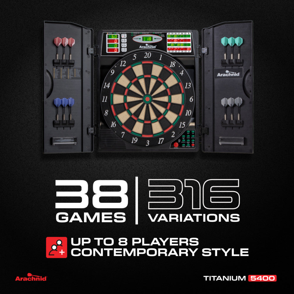 Titanium 5400 Electronic Dartboard with Integrated Cabinet