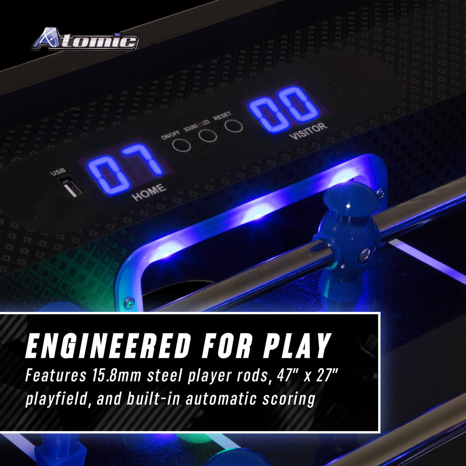 Azure LED Light Up Foosball Table | Escalade Sports
