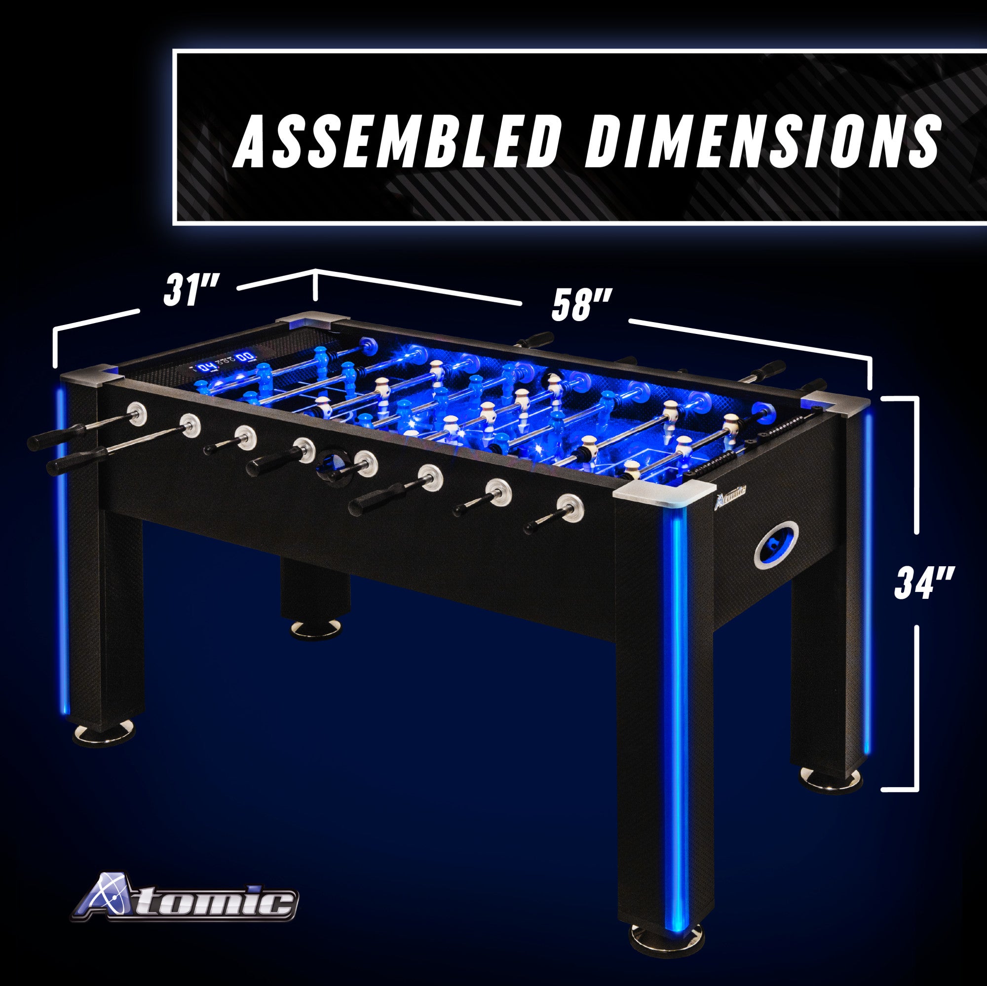 Azure LED Light Up Foosball Table Escalade Sports