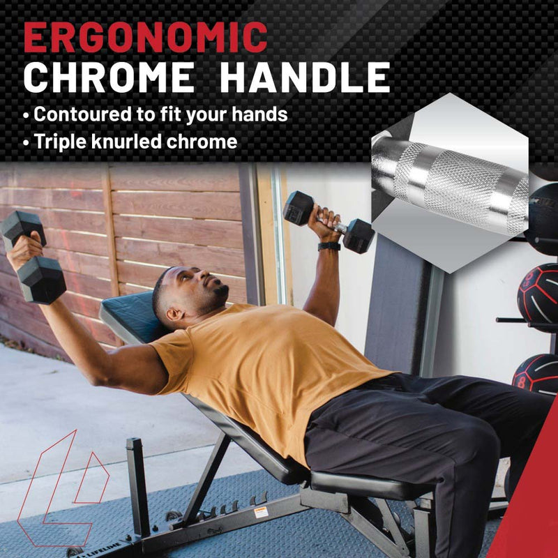 Lifeline Fitness Hex Rubber Dumbbells - Multiple Weight Options