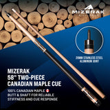 Mizerak 58" Two-Piece Canadian Maple Cue