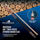 Mizerak 58” Two-Piece Hybrid Wood Cue