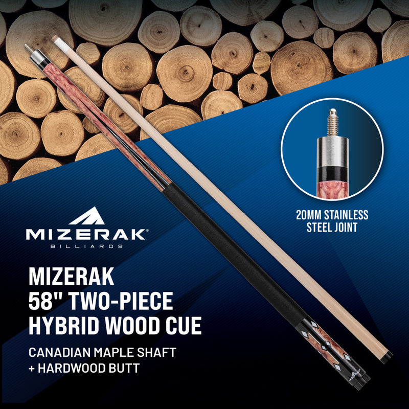 Mizerak 58” Two-Piece Hybrid Wood Cue | Escalade Sports