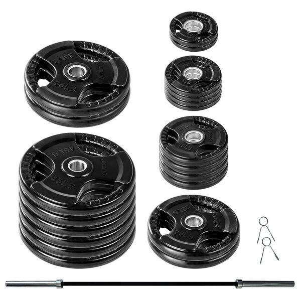Lifeline Olympic Rubber Grip Plate Sets with Olympic Bar