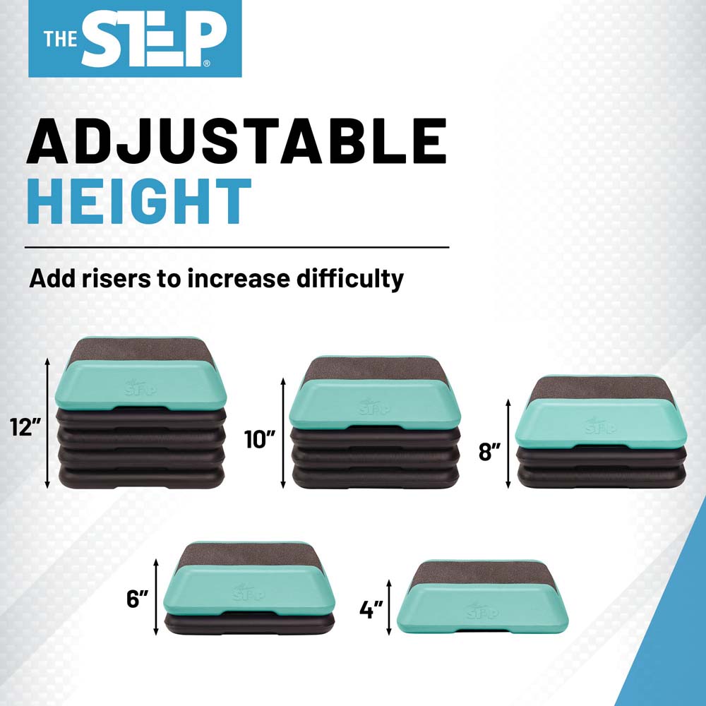The Step Adjustable High Step Aerobic Platform with 4 Risers