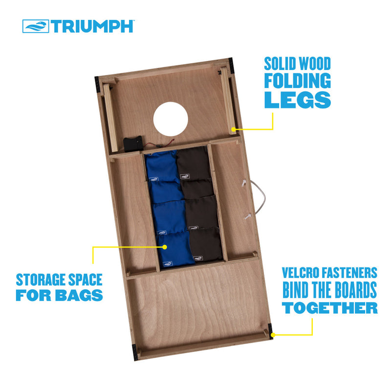 Triumph LED 2X4 Blue/Grey All-Wood Bag Toss_5
