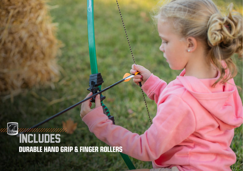 Bear Archery Goblin Youth Bow Set - Youth Archery - Includes Durable Hand Grip and Finger Rollers