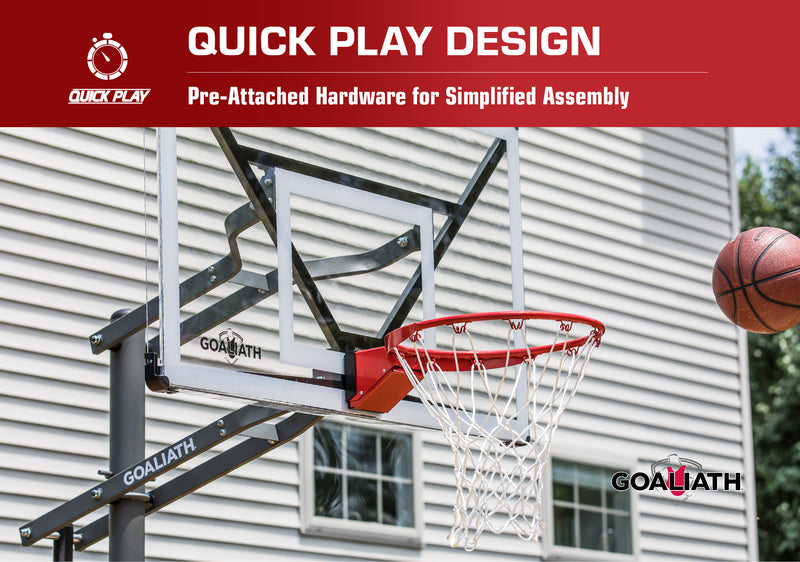 Goaliath In Ground Basketball Hoop - 54" GoTek In Ground Basketball Goal - Quick Play Design - Pre Attached Hardware for Simplified Assembly