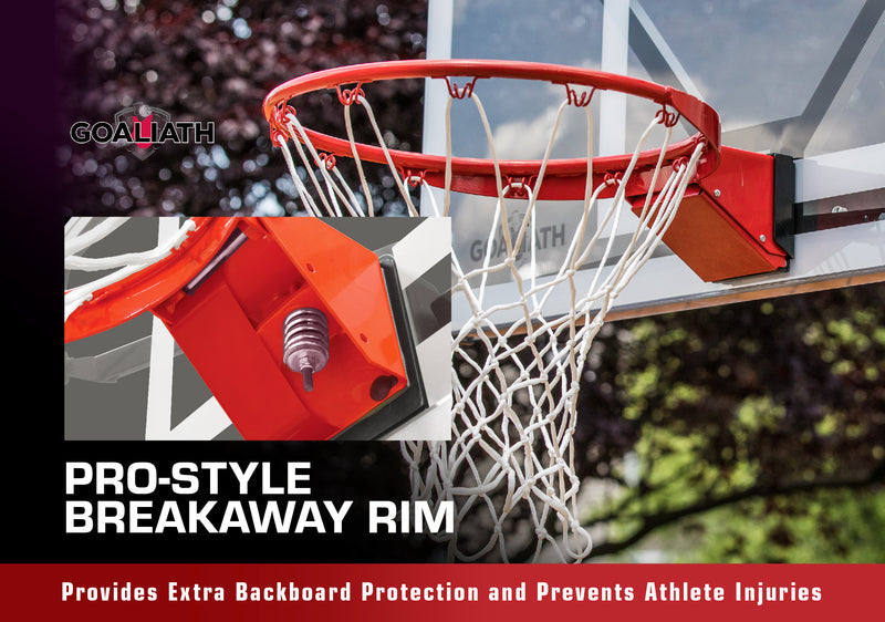 Goaliath In Ground Basketball Hoop - 54" GoTek In Ground Basketball Goal - Pro Style Breakaway Rim - Provides Extra Backboard Protection and Prevents Athlete Injuries