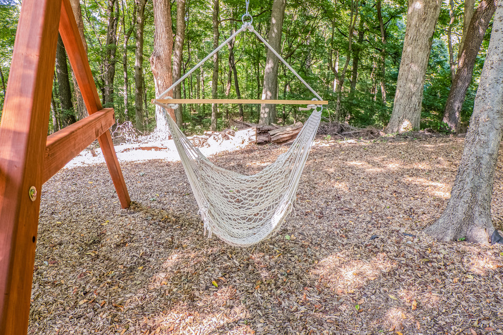 Wooden swing cheap set with hammock