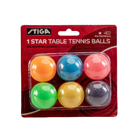 Stiga Multicolor One Star 6-Pack Table Tennis Balls