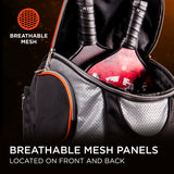 ONIX Pickleball Backpack - Orange and Black Pickleball Bag - Breathable Mesh Panels Located On Front and Back