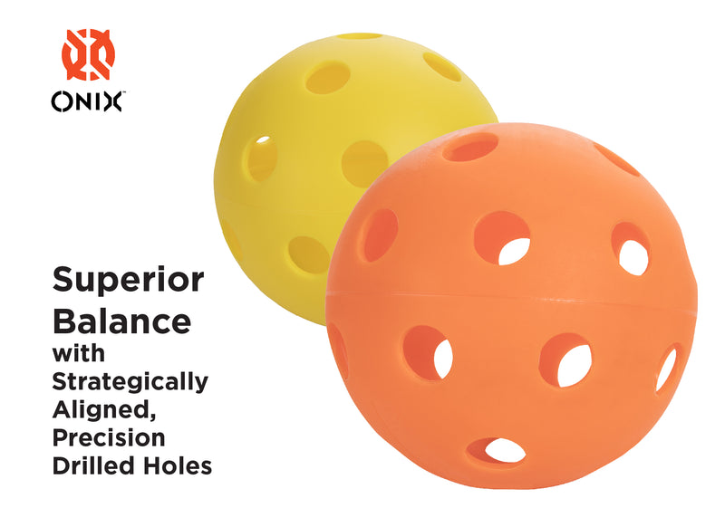 ONIX Fuse Indoor Pickleball Balls (3 Pack) - Superior Balance with Strategically Aligned, Precision Drilled Holes