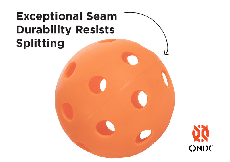 ONIX Fuse Indoor Pickleball Balls (6 Pack) - Exceptional Seam Durability Resists Splitting