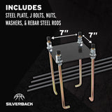 Silverback Anchor Kit - Basketball Goal Anchor - Includes Steel Plate, J Bolts, Nuts, Washers, & Rebar Steel Rods