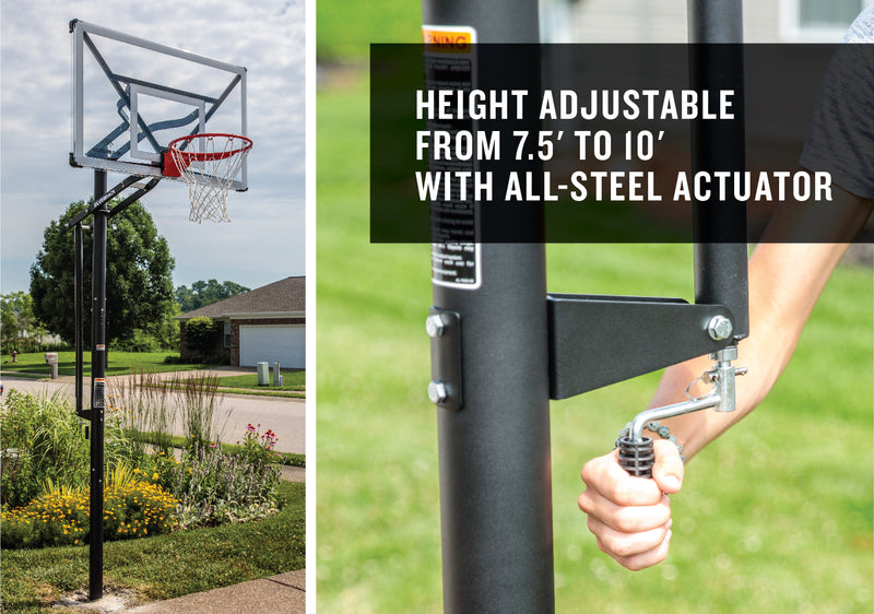 Silverback In Ground Basketball Hoop - 54" NXT - Height Adjustable From7.5' to 10' with All-Steel Actuator